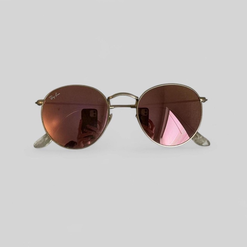 Ray-Ban Gold Frame Sunglasses with Pink Lenses